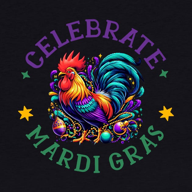 Mardi Gras Chicken Farm Animal Chicken Lover by Figurely creative